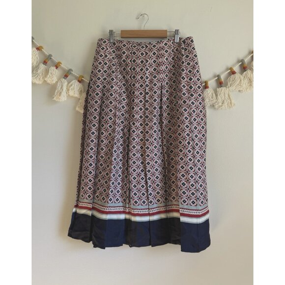Boden Pleated Paisley Printed Midi Skirt Modest Navy Boho Peasant Careerwear 8 - Picture 1 of 8